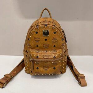 New! MCM Backpack Classic Monogram Rivet Decoration